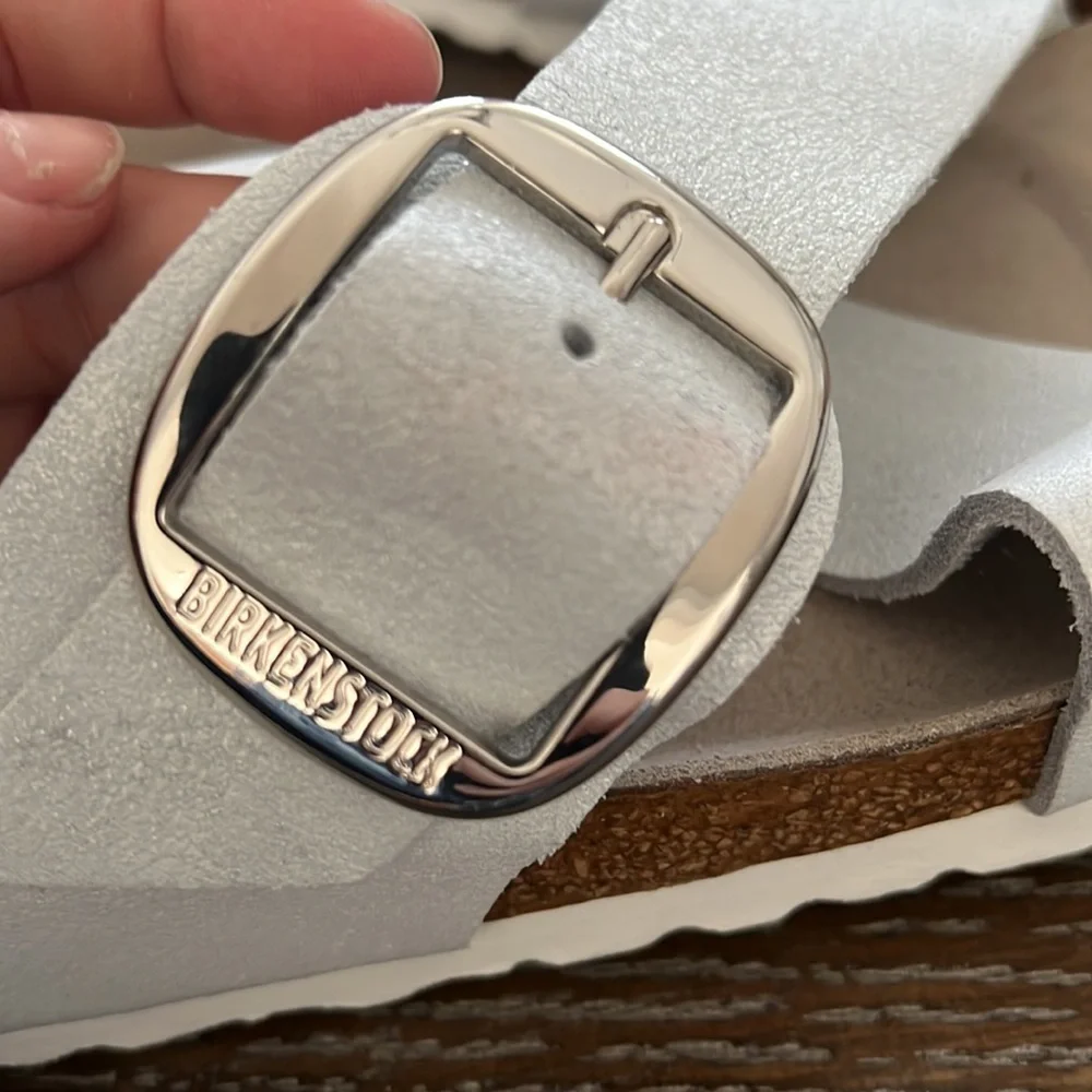 Birkenstock Siena Washed White Metallic Big Buckle Sandal - Picture 8 of 9